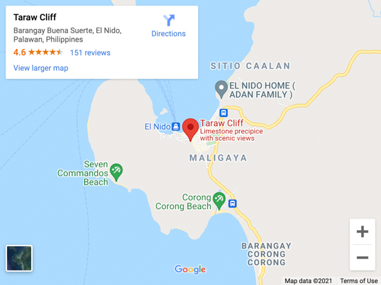 taraw cliff map