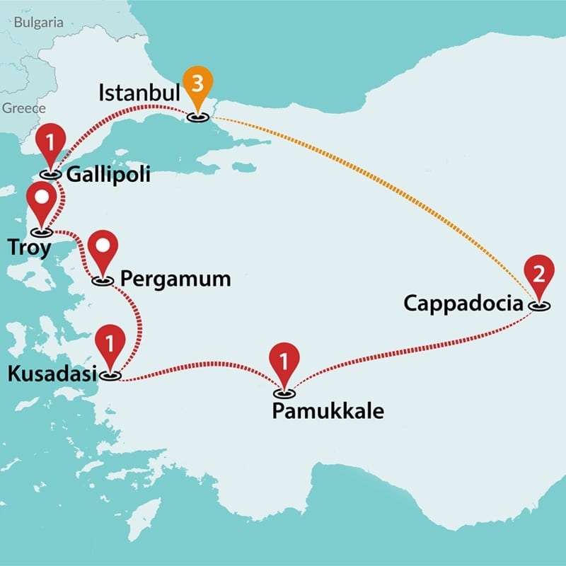 turkey itinerary map