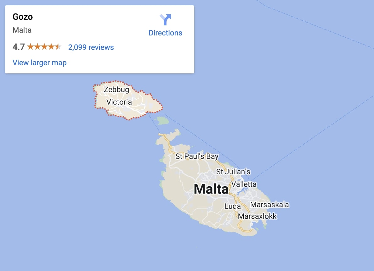 Map of Gozo Island